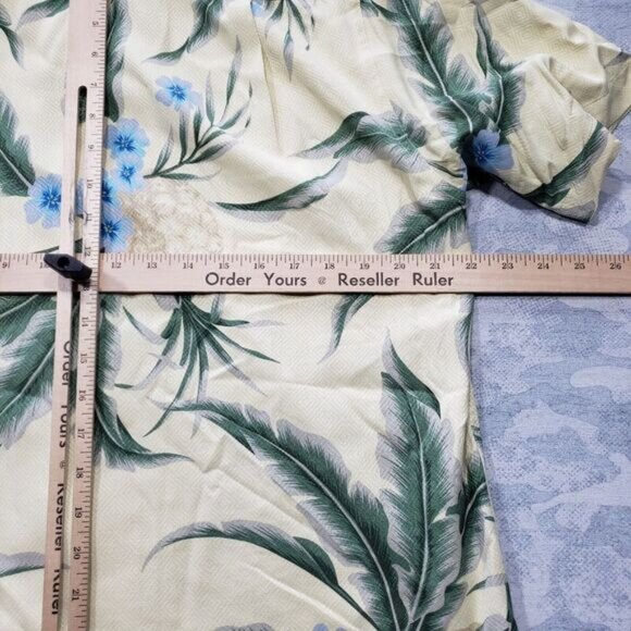 G.H. Bass Hawaiian Shirt Mens Medium Yellow 100% Silk Hibiscus Short‎ Sleeve - Picture 7 of 9